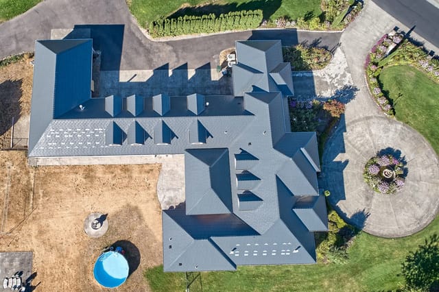 Deep Charcoal Interlock metal roof in Spanaway, WA