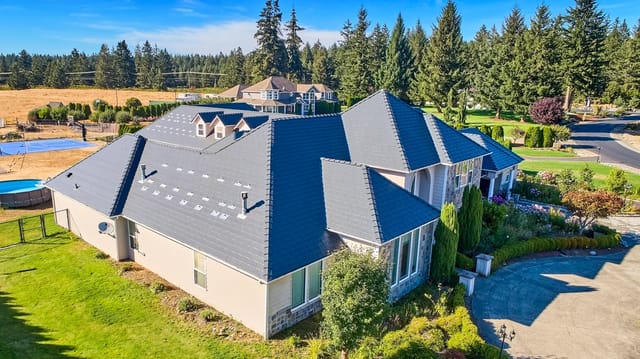 Deep Charcoal Interlock metal roof in Spanaway, WA