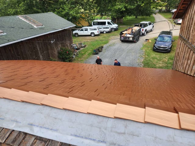 Copper Penny Interlock metal roof in Everson, WA