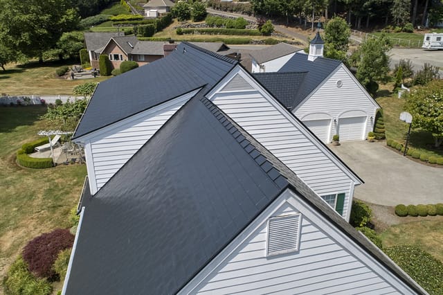 Black Interlock metal roof in Enumclaw, WA
