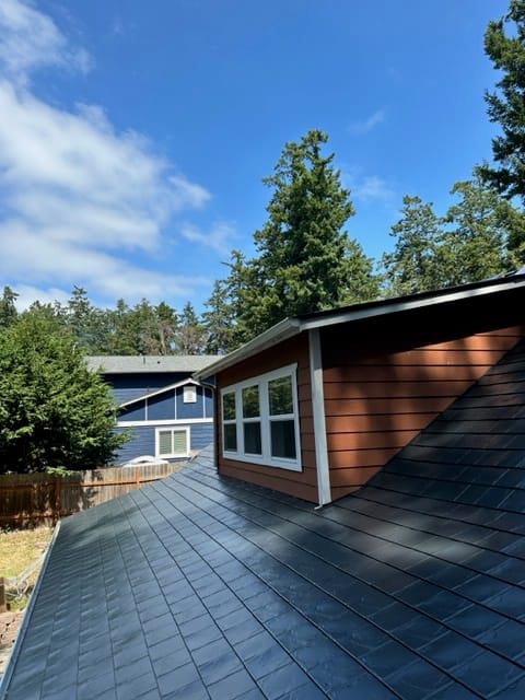 Black Interlock metal roof in Oak Harbor, WA