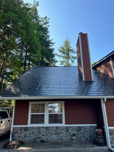 Black Interlock metal roof in Oak Harbor, WA