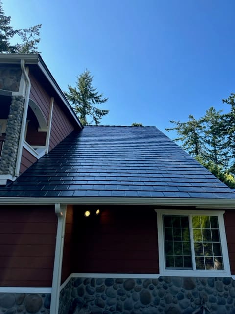 Black Interlock metal roof in Oak Harbor, WA