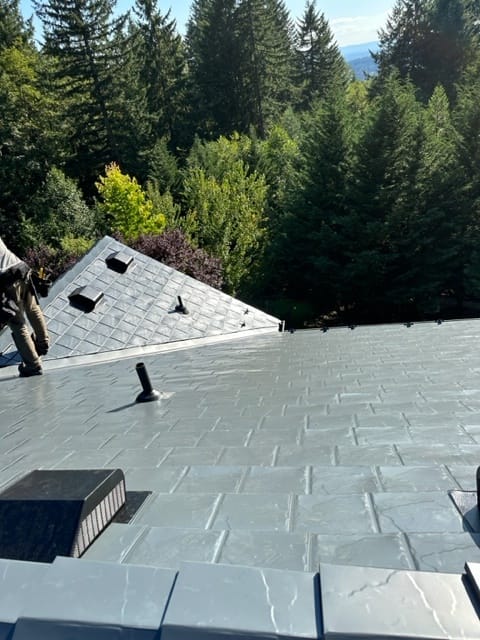 Deep Charcoal Interlock metal roof in Camas, WA