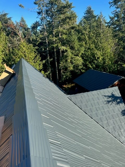 Deep Charcoal Interlock metal roof in Port Townsend, WA