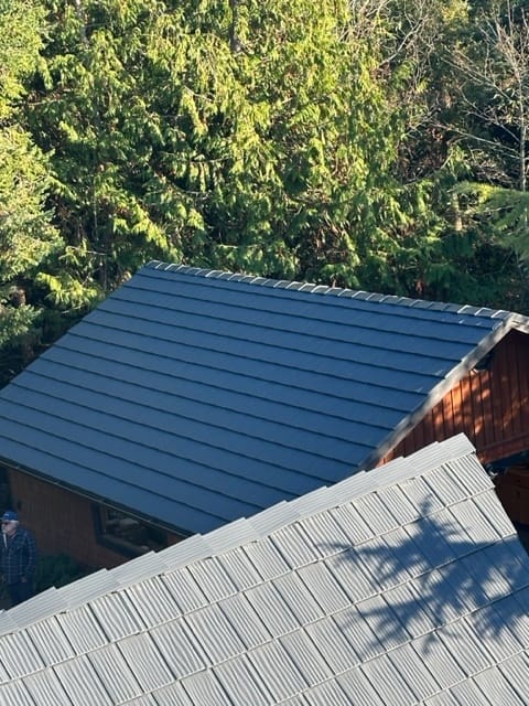 Deep Charcoal Interlock metal roof in Port Townsend, WA