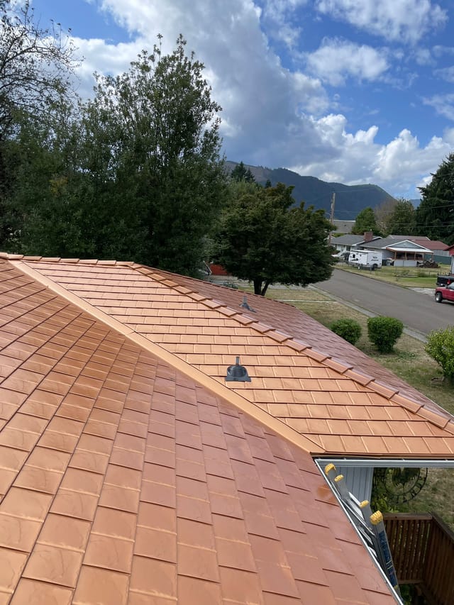 Copper Penny Interlock metal roof in Morton, WA