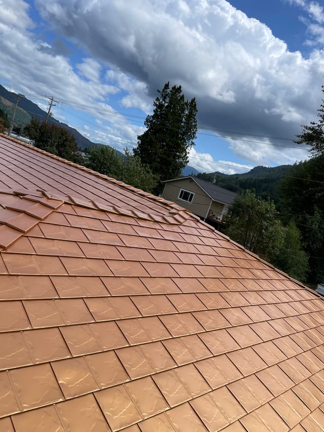 Copper Penny Interlock metal roof in Morton, WA