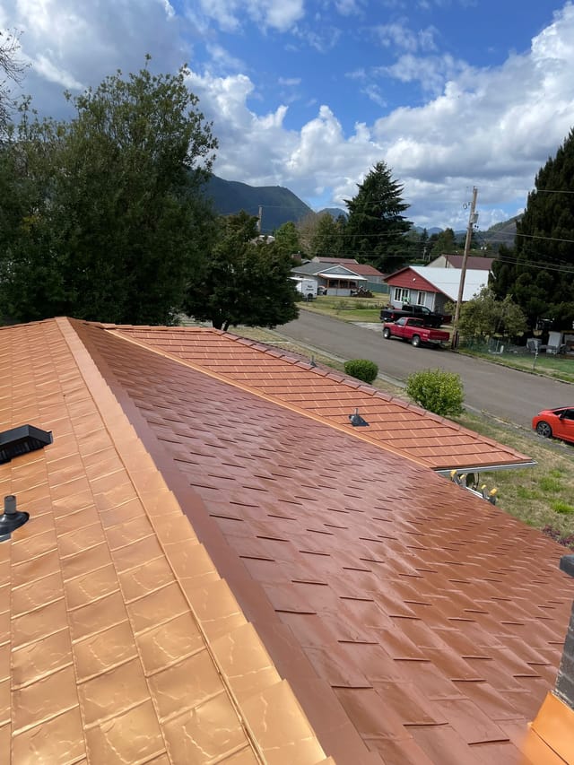 Copper Penny Interlock metal roof in Morton, WA
