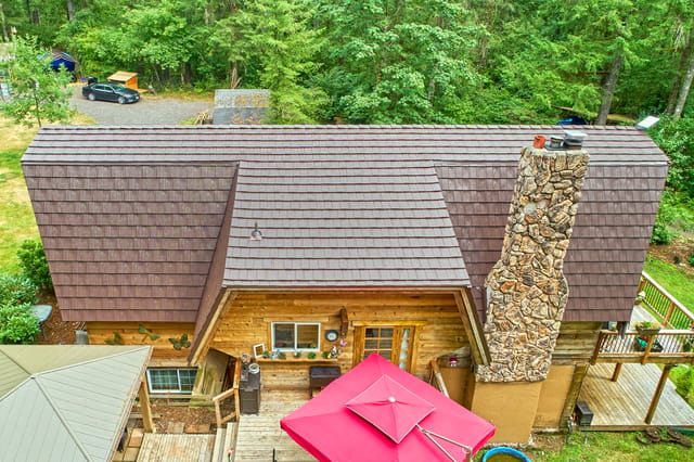 Colonial Brown Interlock metal roof in Yacolt, WA