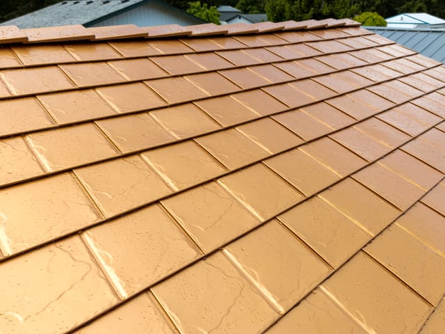 Copper Penny Interlock metal roof in Castle Rock, WA