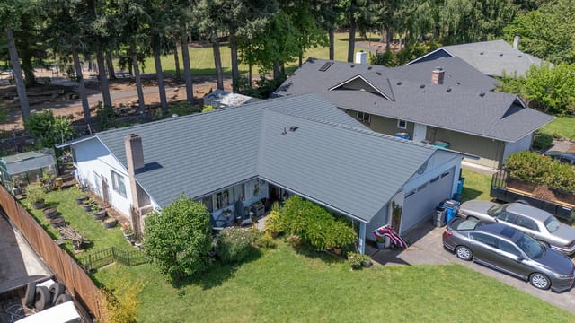 Deep Charcoal Interlock metal roof in Vancouver, WA