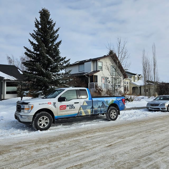 Interlock Aluminum Cedar Shingle Metal Roofing – Deep Charcoal | Crossfield, AB (Street view)