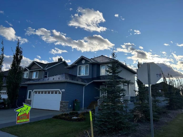 Interlock Aluminum Slate Metal Roofing – Black | Beaumont, AB (Front-left elevation)