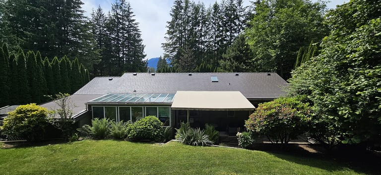 Interlock Aluminum Slate Metal Roofing – Tudor Brown | Squamish, BC (Rear elevation)