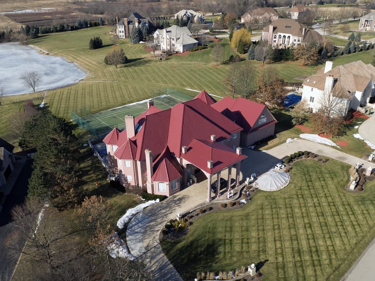 Interlock Aluminum Mediterranean Tile Metal Roofing – Tile Red | South Barrington, IL (Aerial side)