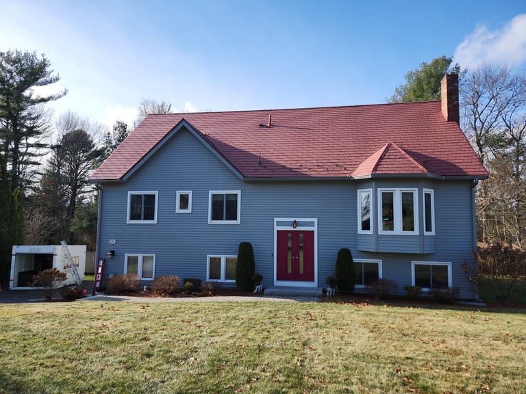Interlock Aluminum Shingle Metal Roofing – Tile Red | Stoughton, MA (Front elevation)