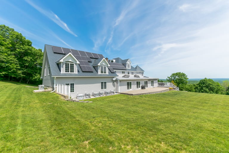 Interlock Aluminum Slate Metal Roofing – Deep Charcoal | Princeton, MA (Aerial side)