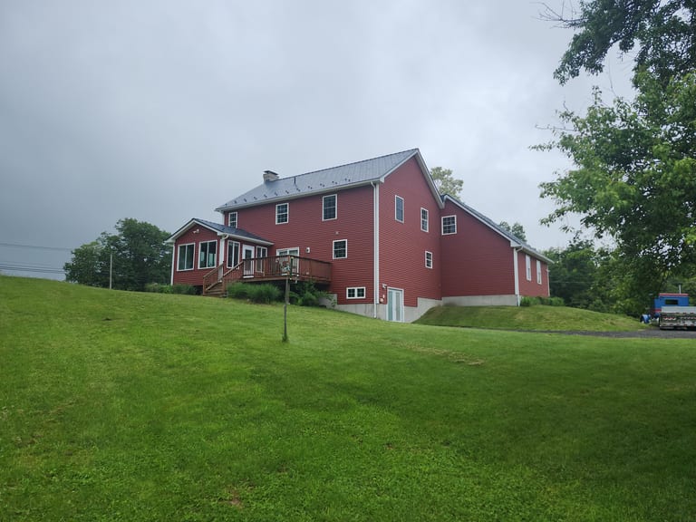 Interlock Aluminum Slate Metal Roofing – Deep Charcoal | Southwick, MA (Rear elevation)