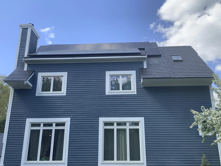 Interlock Aluminum Slate Metal Roofing – Black | Eden Prairie, MN (Rear elevation)
