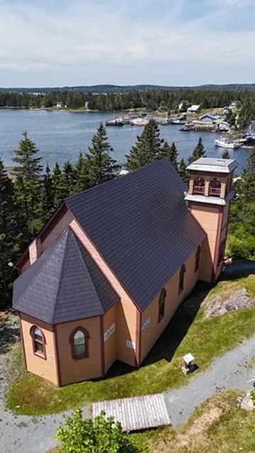 Black Interlock Slate aluminum roof on the home, Lahave, Nova Scotia