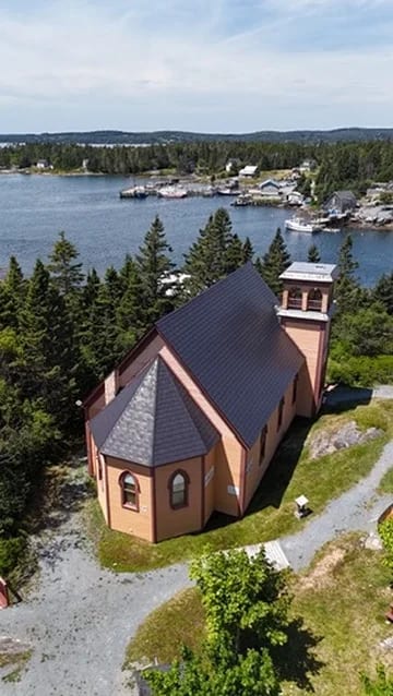 Black Interlock Slate aluminum roof on the home with roof louver, Lahave, Nova Scotia