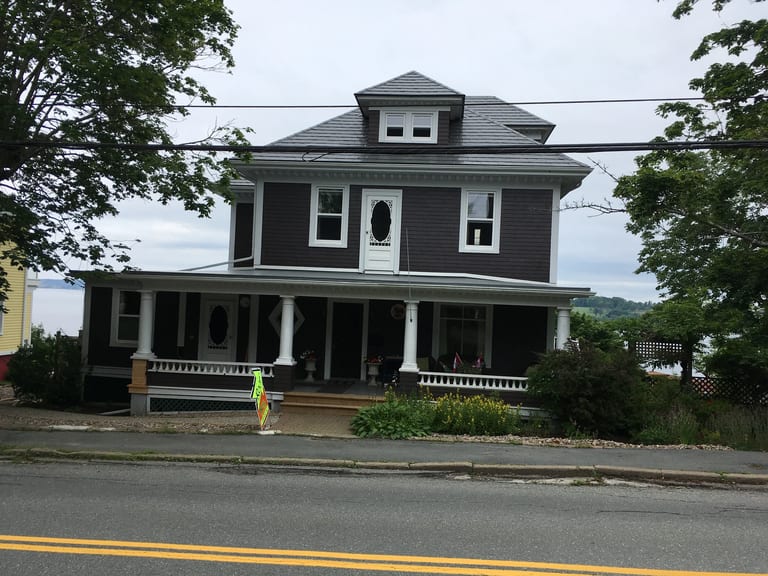 Musket Grey Interlock Slate aluminum roof on the home, Lunenburg, Nova Scotia