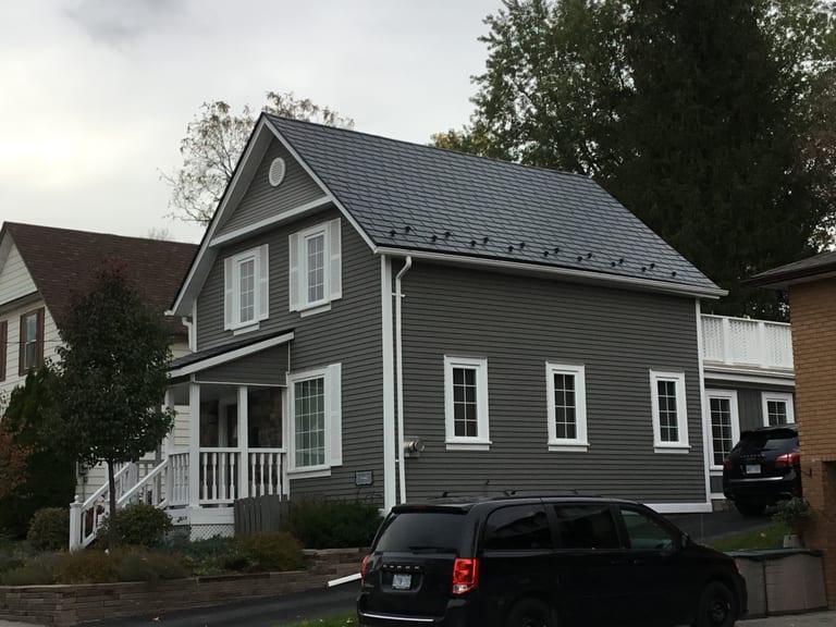Interlock Aluminum Slate Metal Roofing – Black | Newmarket, ON (Front-right elevation)