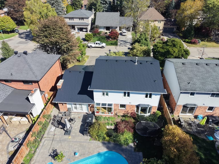 Interlock Aluminum Slate Metal Roofing – Black | Ancaster, ON (Aerial)