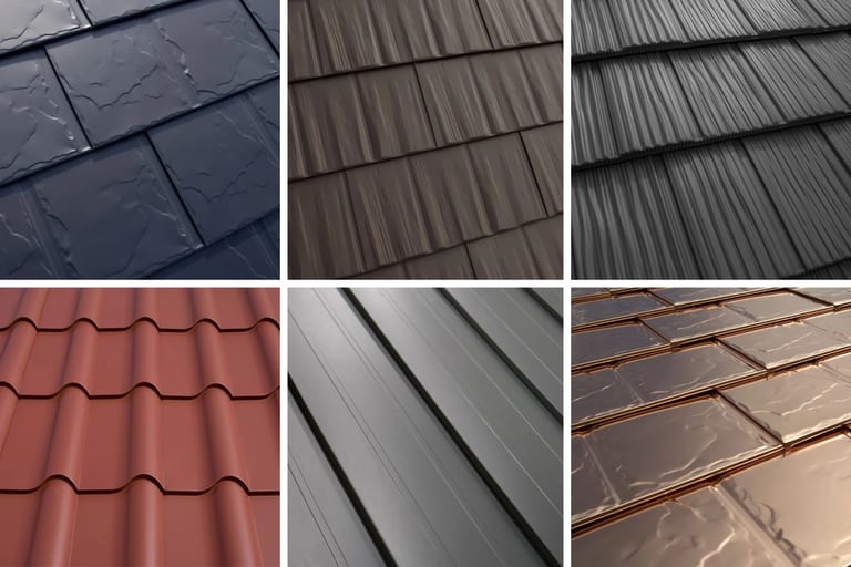 Interlock metal roofing styles including slate, cedar, shake, tile, and standing seam in Rosemont, Maine