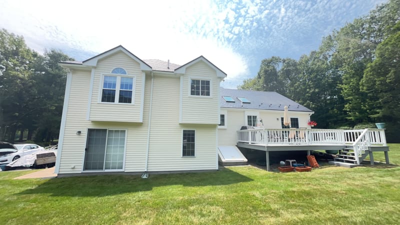 Black Interlock Slate aluminum metal roof installed on a Wrentham, MA home.