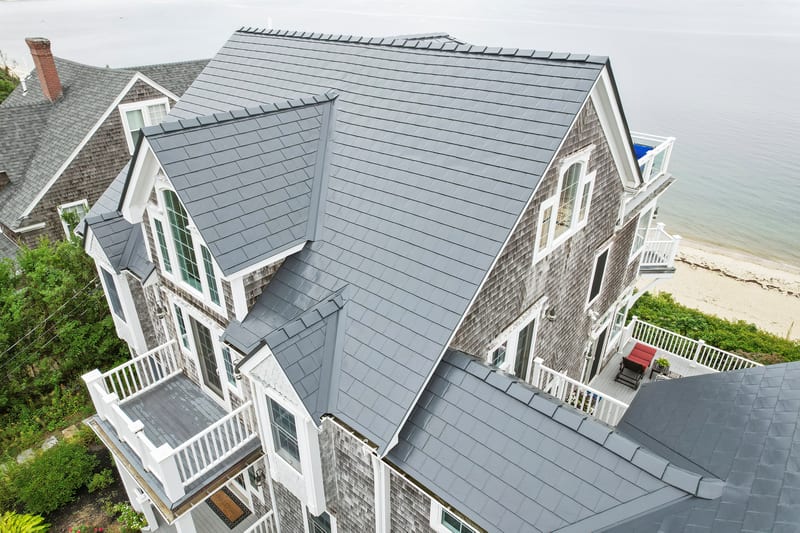 Interlock Aluminum Slate Metal Roofing – Deep Charcoal — Sagamore Beach, MA