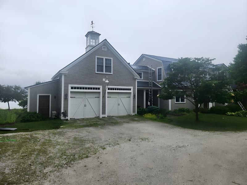 Deep Charcoal Interlock Slate aluminum metal roof on a home in Panton, Vermont.