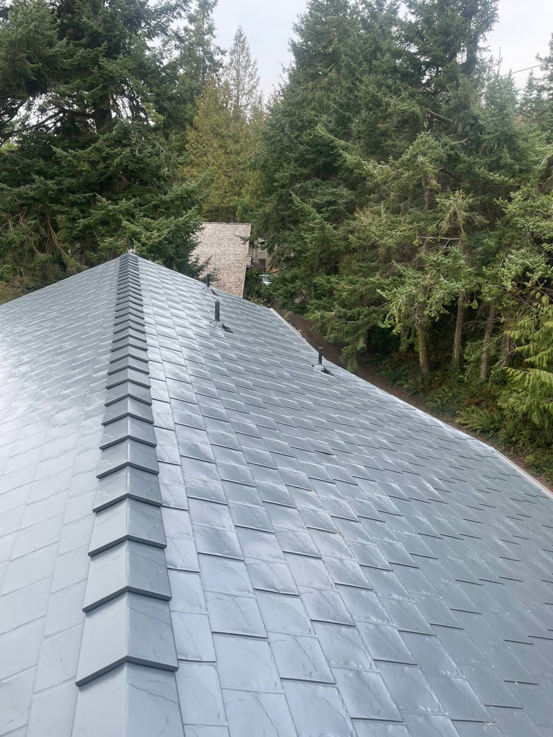 Interlock Aluminum Slate Metal Roofing – Deep Charcoal — Anacortes, WA
