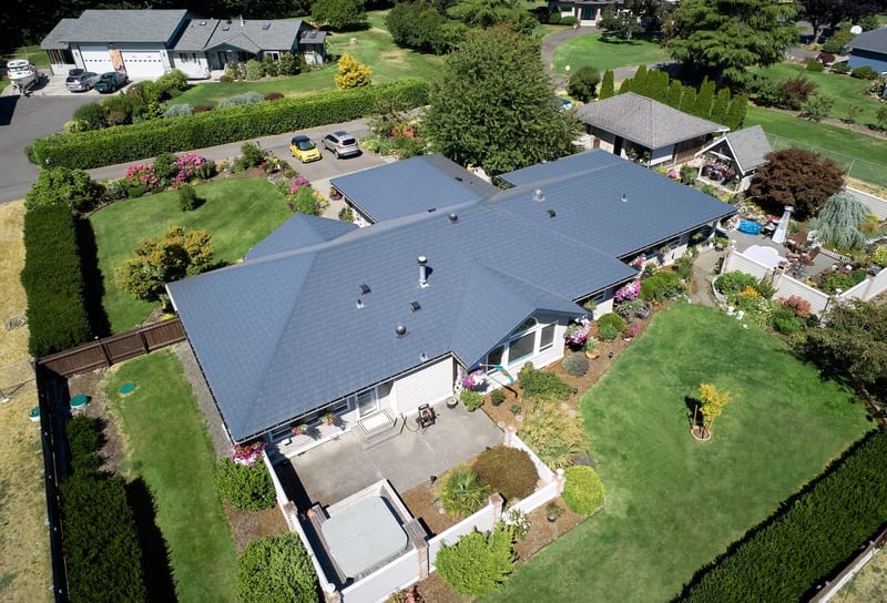 Interlock Aluminum Slate Metal Roofing – Deep Charcoal — Sequim, WA