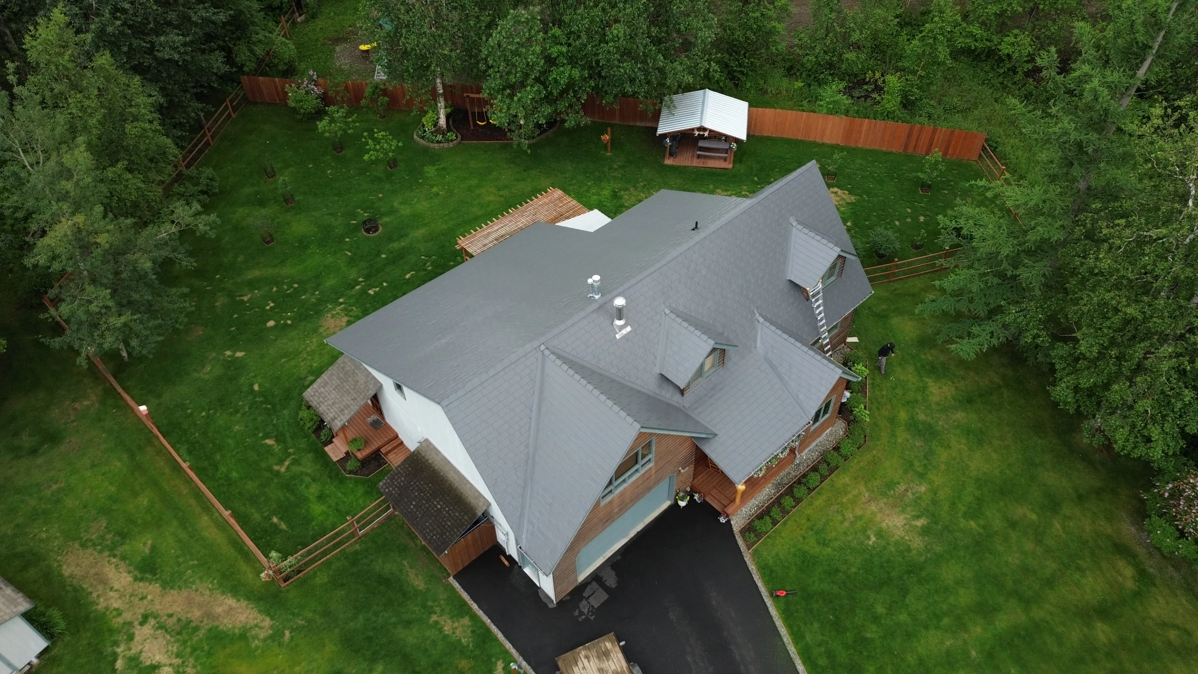 Interlock Aluminum Slate Metal Roofing – Musket Grey | Palmer, AK (Aerial)