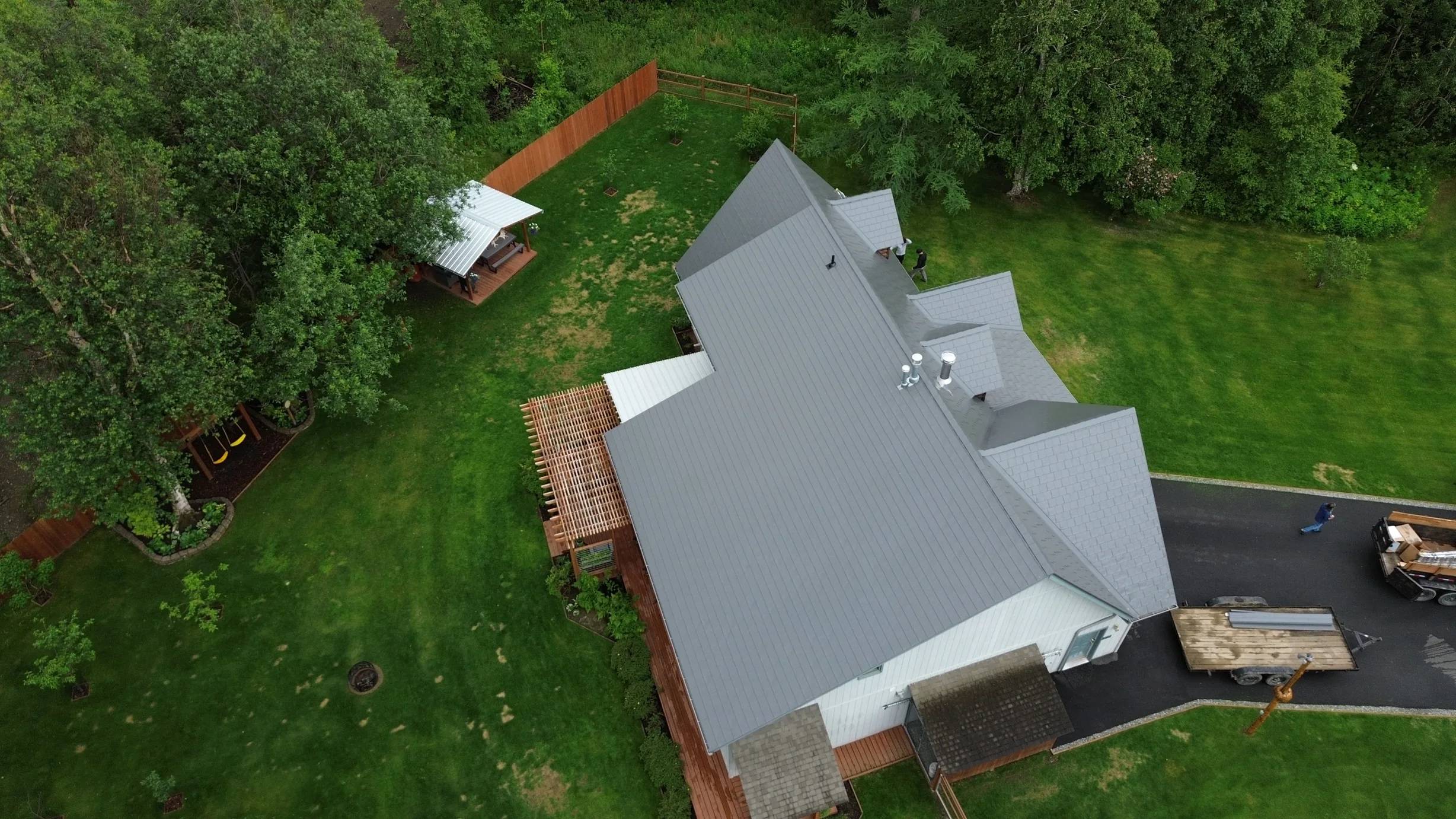 Interlock Aluminum Slate Metal Roofing – Musket Grey | Palmer, AK (Aerial)