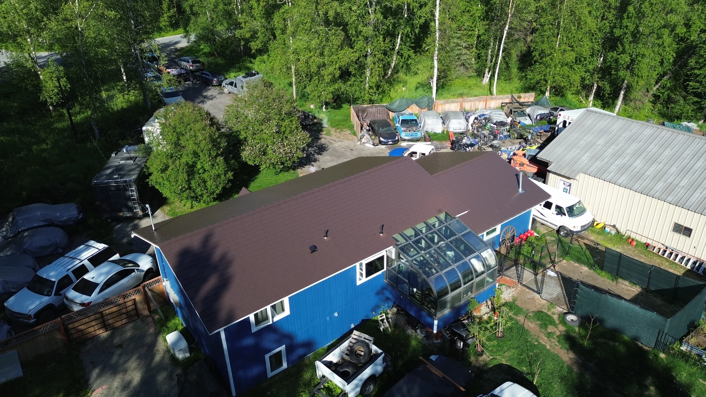 Interlock Aluminum Cedar Shingle Metal Roofing – Colonial Brown | Wasilla, AK (Aerial)