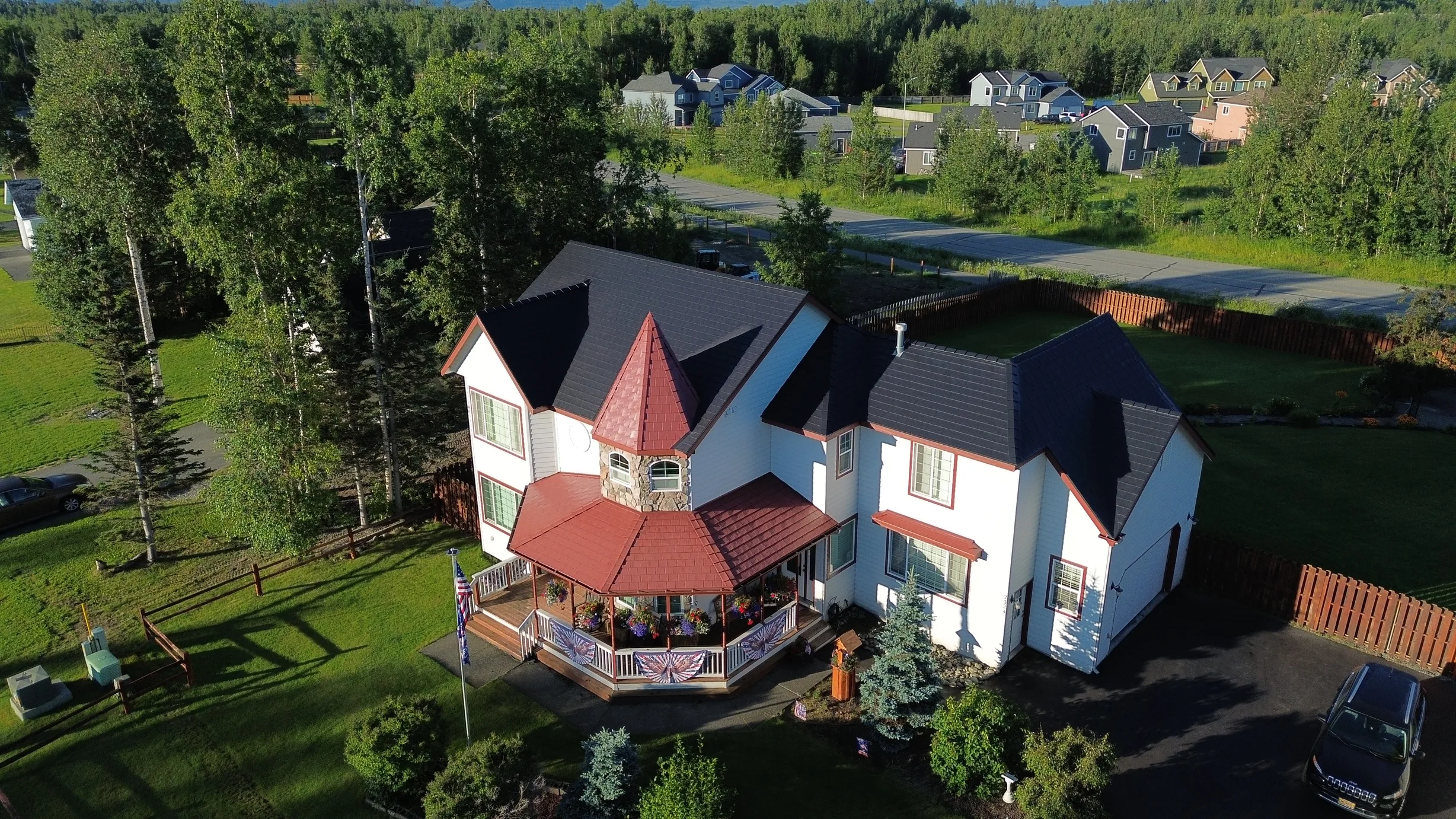 Interlock Aluminum Slate Metal Roofing – Black | Wasilla, AK (Aerial)