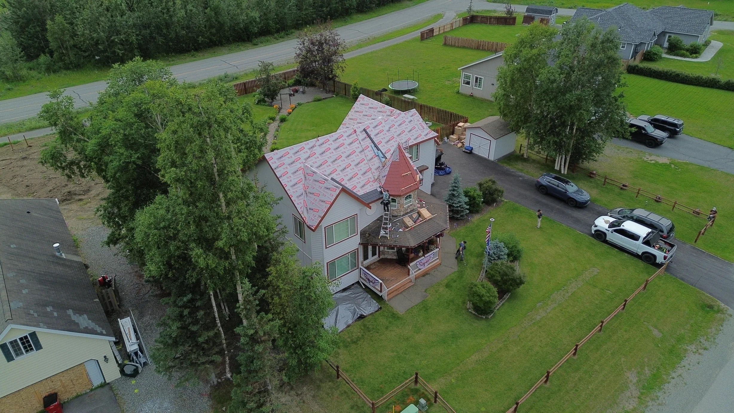 Interlock Aluminum Slate Metal Roofing – Black | Wasilla, AK (Aerial)