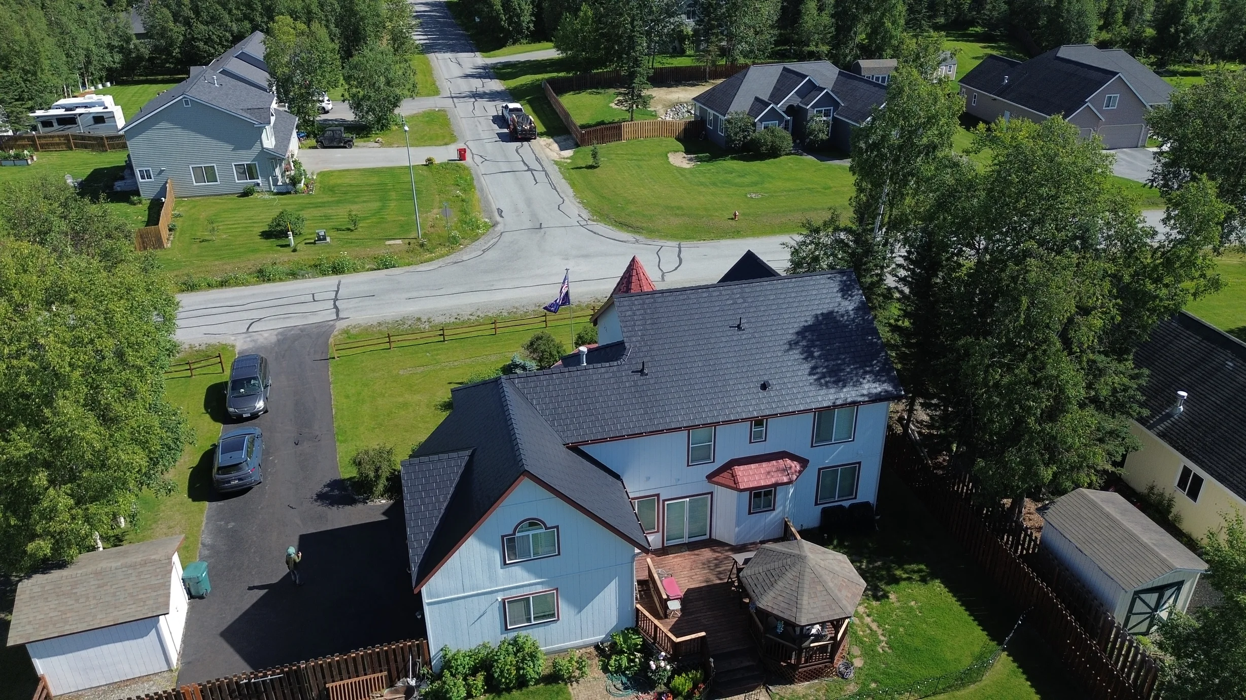 Interlock Aluminum Slate Metal Roofing – Black | Wasilla, AK (Aerial)