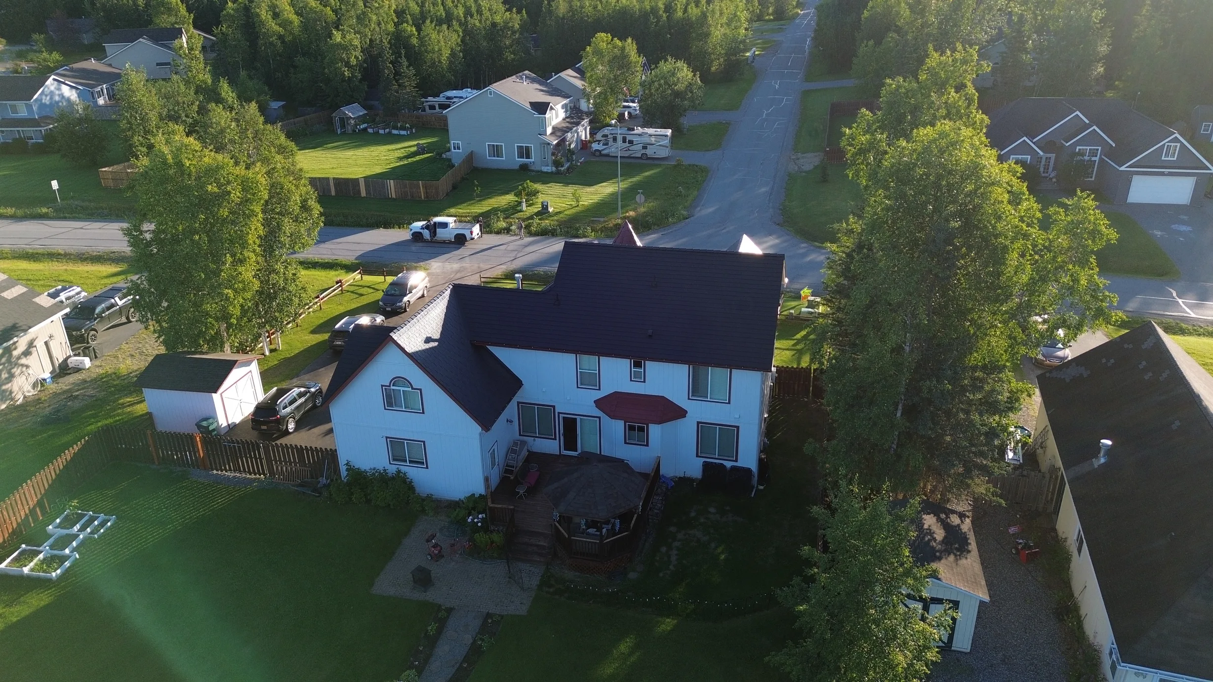Interlock Aluminum Slate Metal Roofing – Black | Wasilla, AK (Aerial)