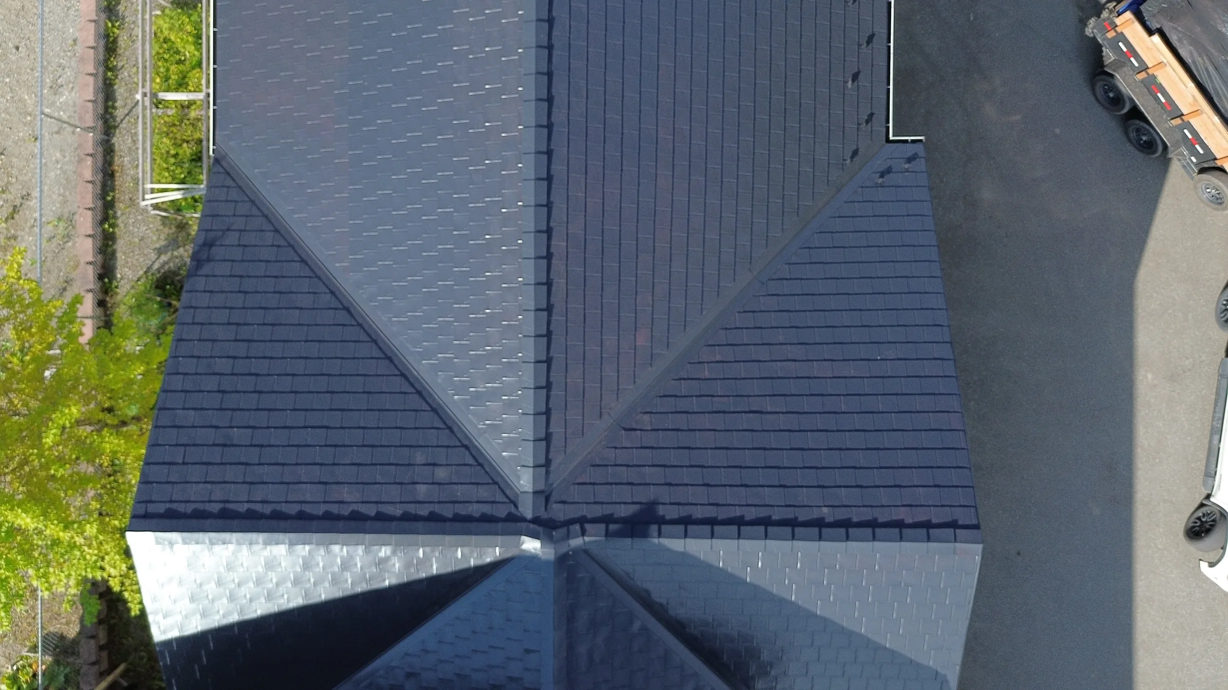 Interlock Aluminum Slate Metal Roofing – Black | Palmer, AK (Aerial)