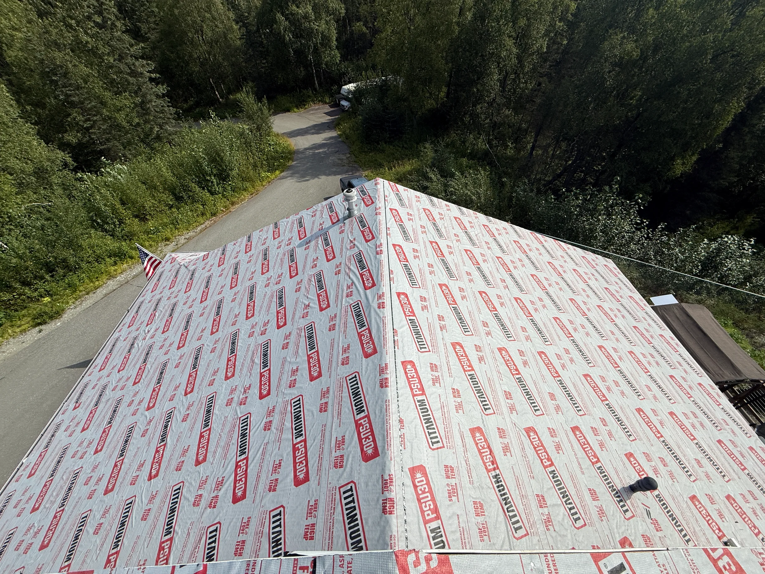 Interlock Aluminum Slate Metal Roofing – Black | Palmer, AK (Full roof overview)