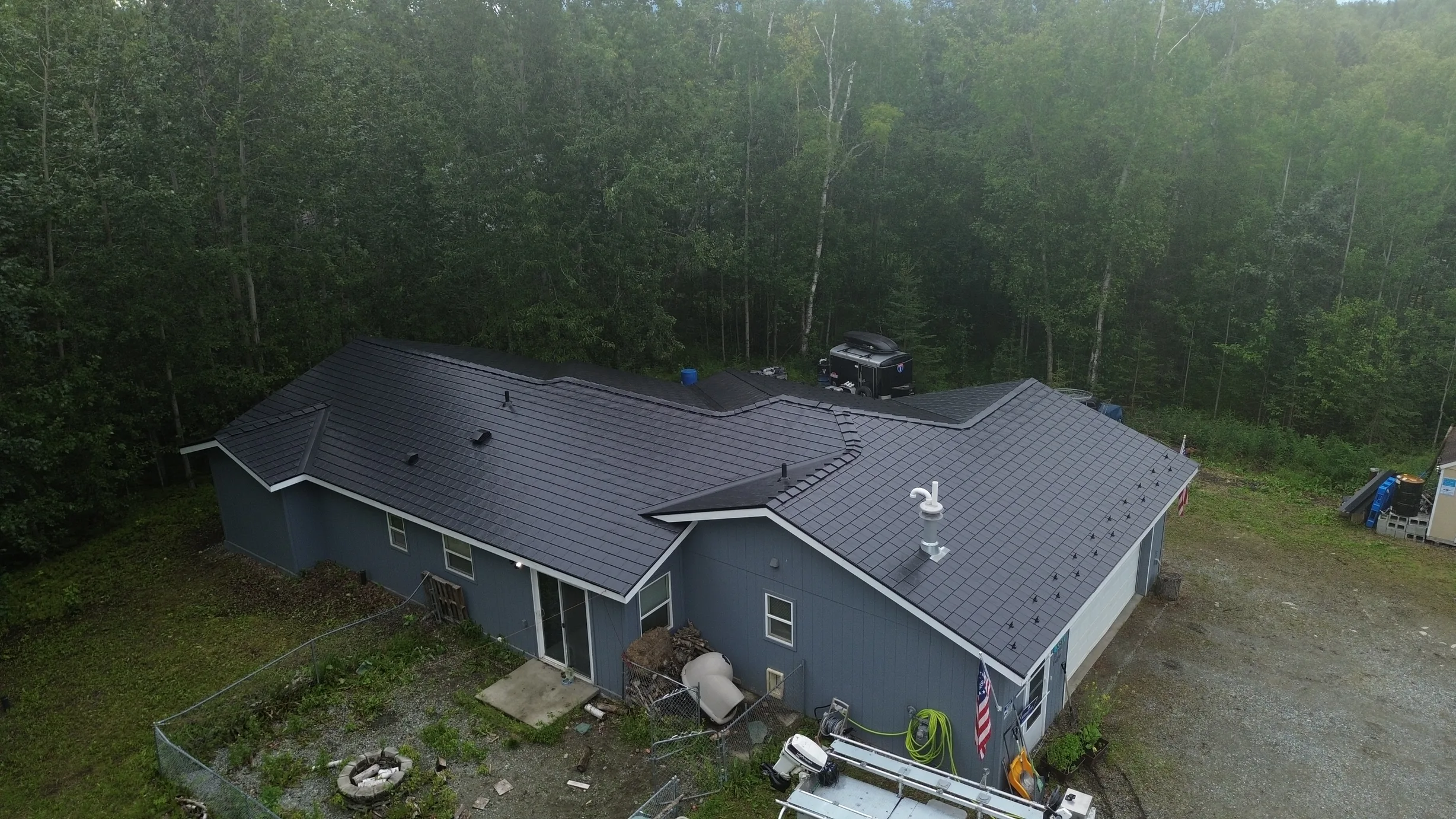 Interlock Aluminum Slate Metal Roofing – Black | Wasilla, AK (Aerial)