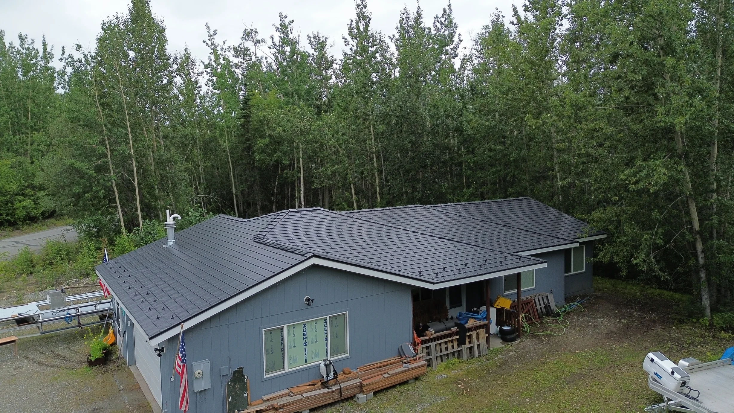 Interlock Aluminum Slate Metal Roofing – Black | Wasilla, AK (Aerial)
