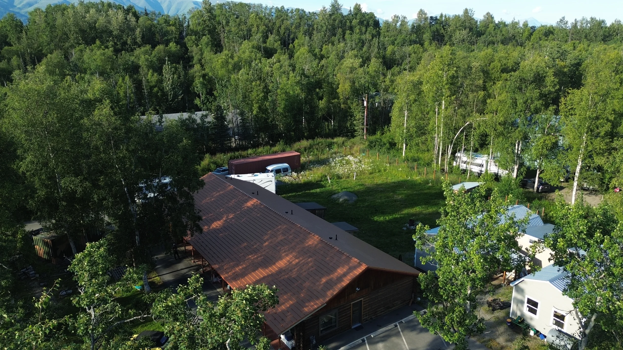 Interlock Aluminum Shake Metal Roofing – Copper Penny | Wasilla, AK (Aerial)