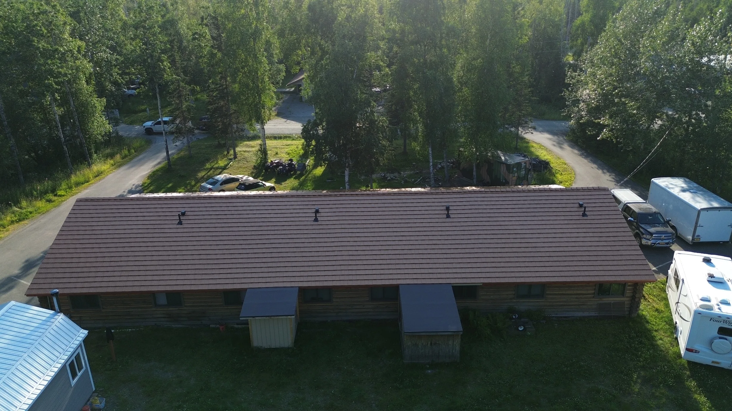 Interlock Aluminum Shake Metal Roofing – Copper Penny | Wasilla, AK (Aerial)