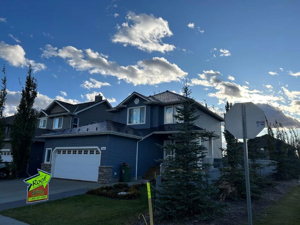 Interlock Aluminum Slate Metal Roofing – Black | Beaumont, AB (Front-left elevation)