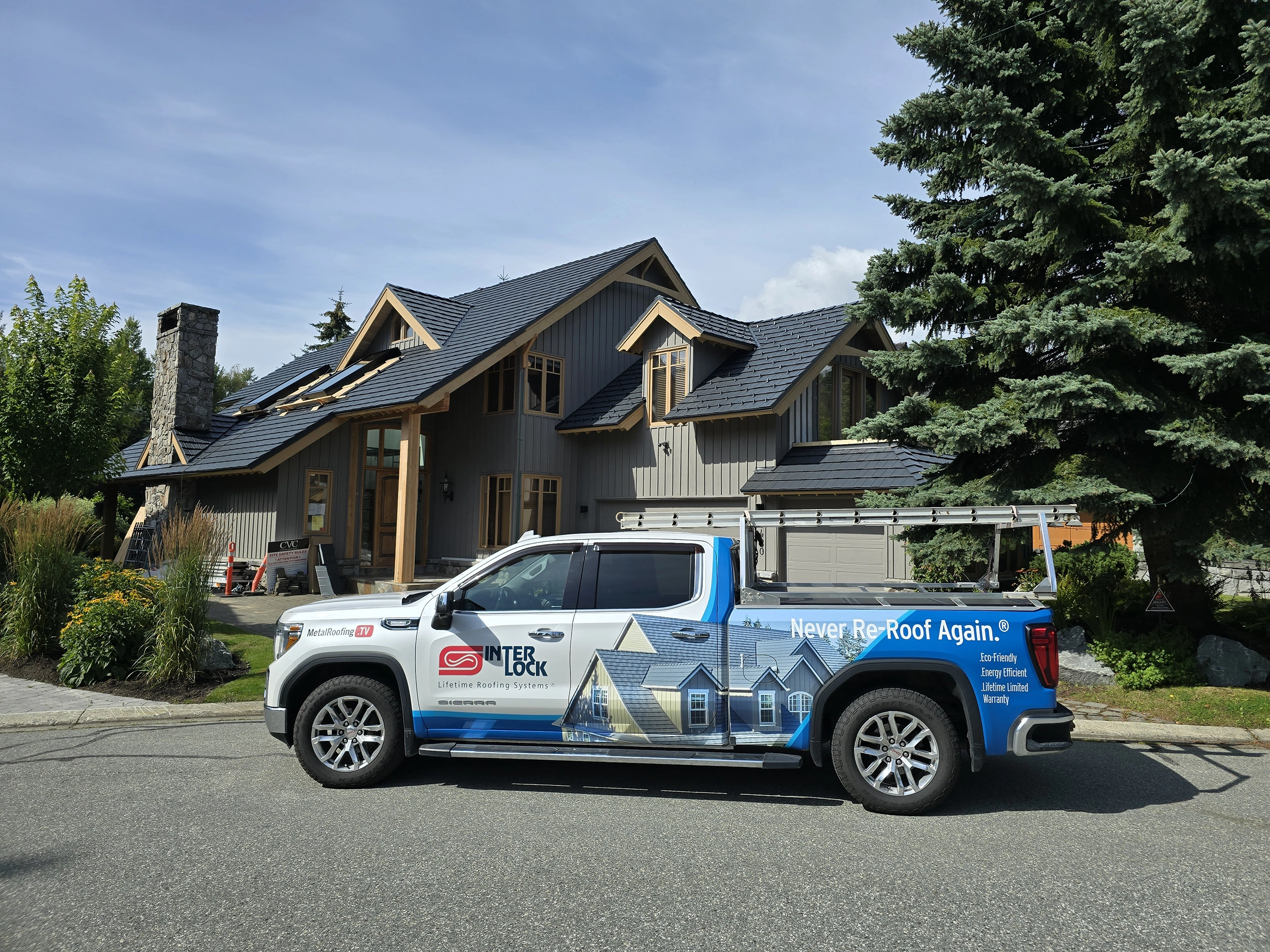 Interlock Aluminum Shake Metal Roofing – Deep Charcoal | Whistler, BC (Street view)